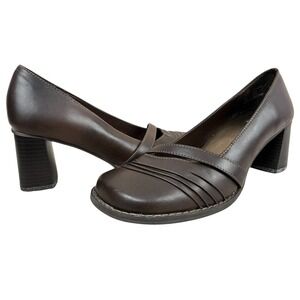 Vtg Y2k Square Toe Shoes 725 Originals Sz 8 Brown 90s Leather Chunky Block‎ Heel